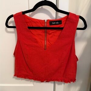 Red Fab’rik top, size Large V neck with frill lining